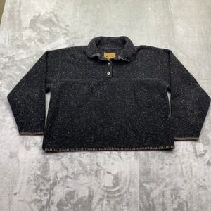 Alps Finest Quality Apparel Speckled Fleece Henley Pullover Black Large 6487 USA